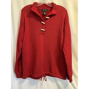 Lauren Ralph Lauren | Toggle Drawstring Cotton Red Heritage Sweater - Sz Medium